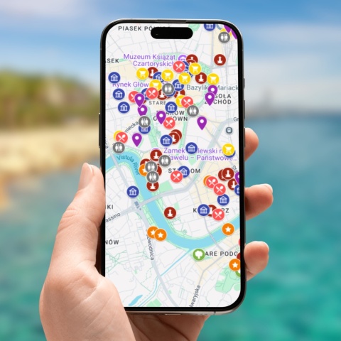 mapa atrakcji Krakowa na telefonie
