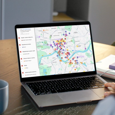 mapa atrakcji Krakowa na komputerze