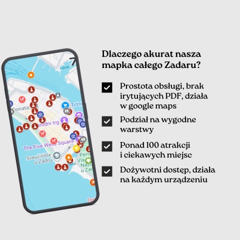 zalety mapy atrakcji Zadaru od zwijajmanatki.pl