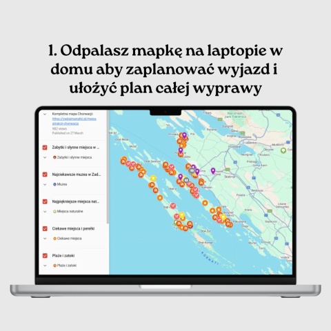 mapa atrakcji Zadaru otwarta na komputerze