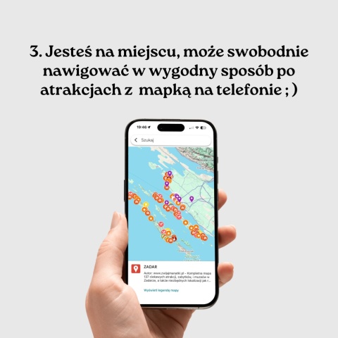 mapa atrakcji Zadaru na telefonie