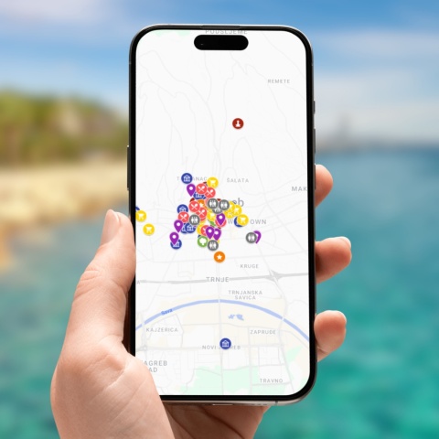 mapa atrakcji Zagrzebiu na telefonie