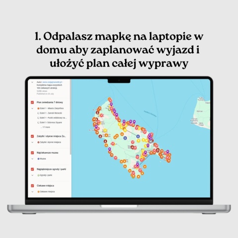 mapa atrakcji Zakynthos otwarta na komputerze