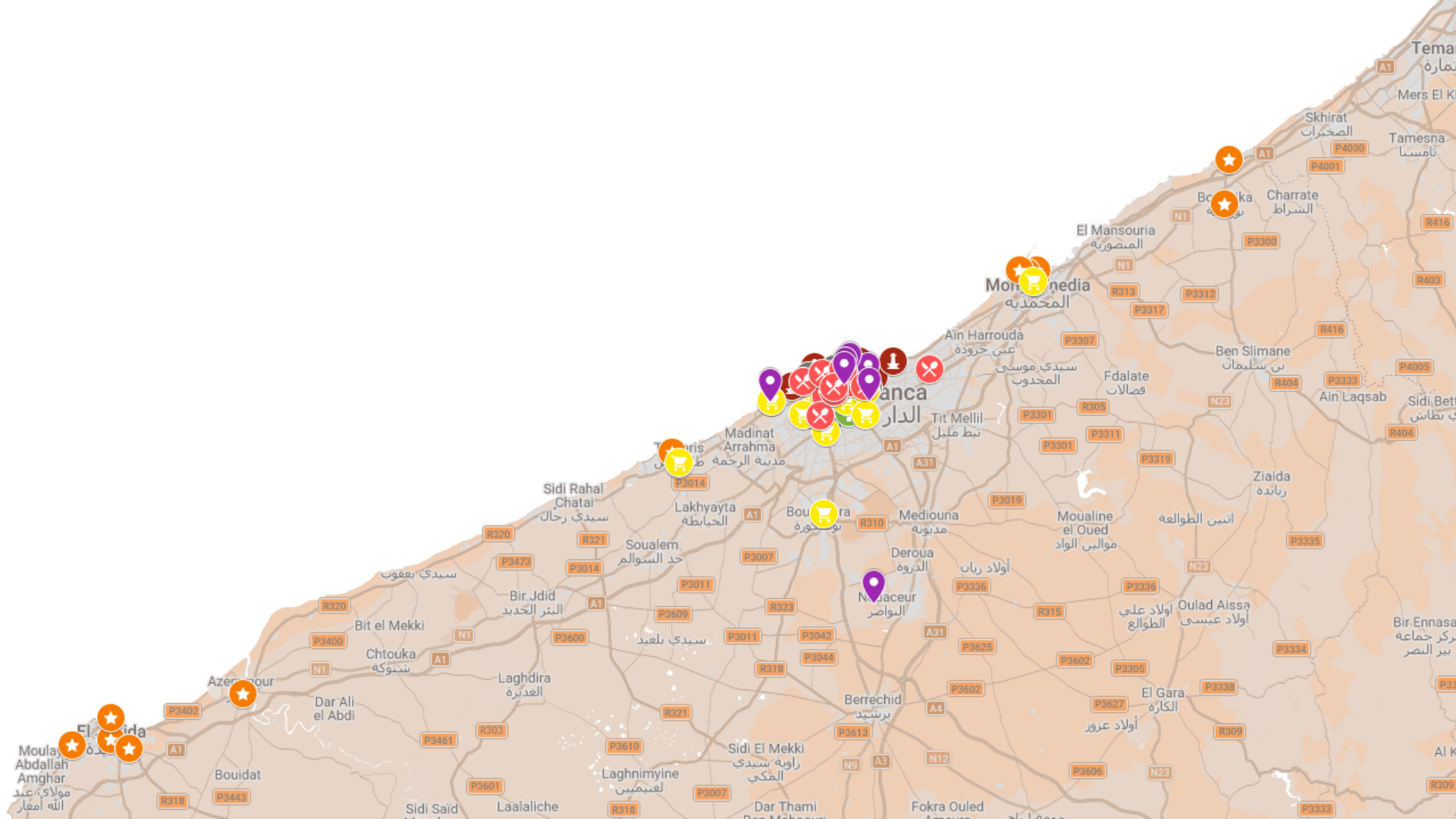Casablanca - kompletna mapa turystyczna