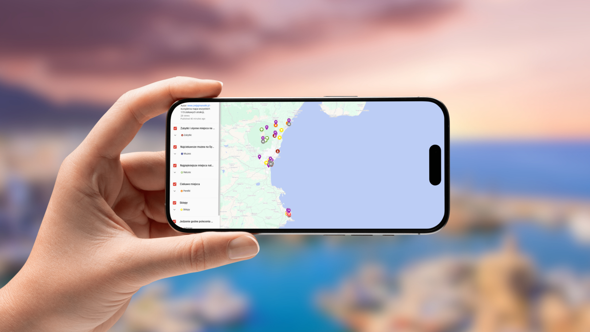 mapa Katanii i Syrakuz otwarta na telefonie poziomo