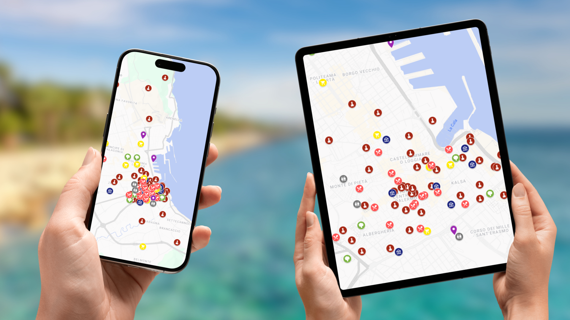 mapa atrakcji Palermo na telefonie i tablecie