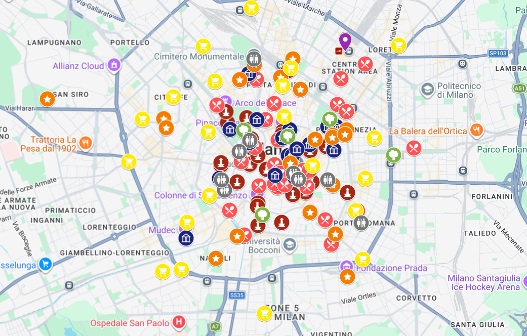 mapa atrakcji i zabytk&oacute;w Mediolanu