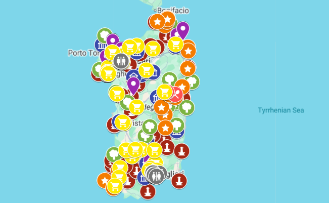 mapa atrakcji zabytk&oacute;w Sardynii