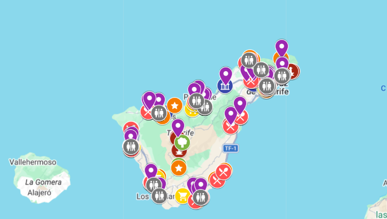 mapa atrakcji i zabytk&oacute;w Teneryfa