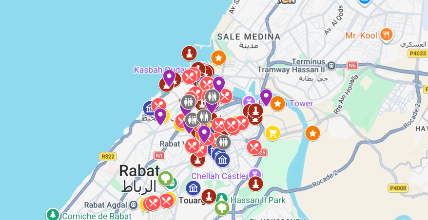 mapa atrakcji zabytk&oacute;w Rabatu