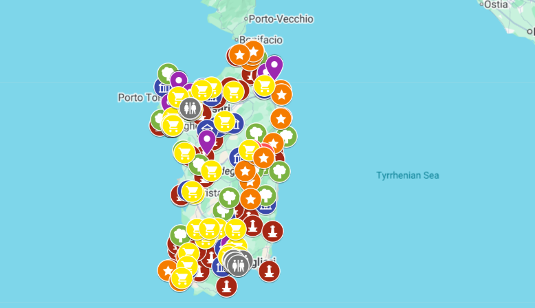mapa atrakcji i zabytk&oacute;w włoskiej Sardynii