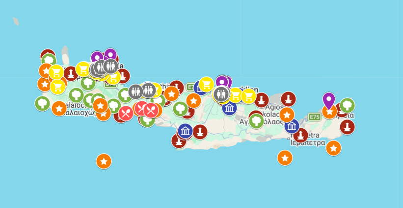 mapa atrakcji i zabytk&oacute;w wyspy Kreta