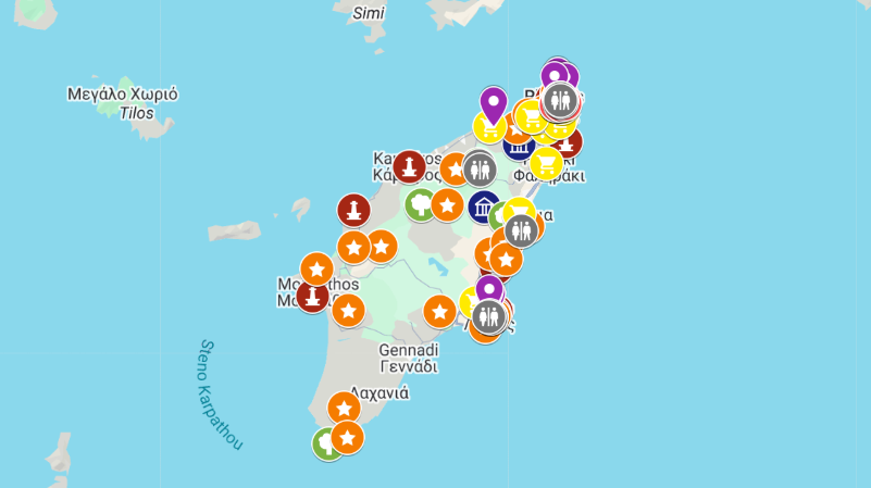 mapa atrakcji i zabytk&oacute;w Rodos