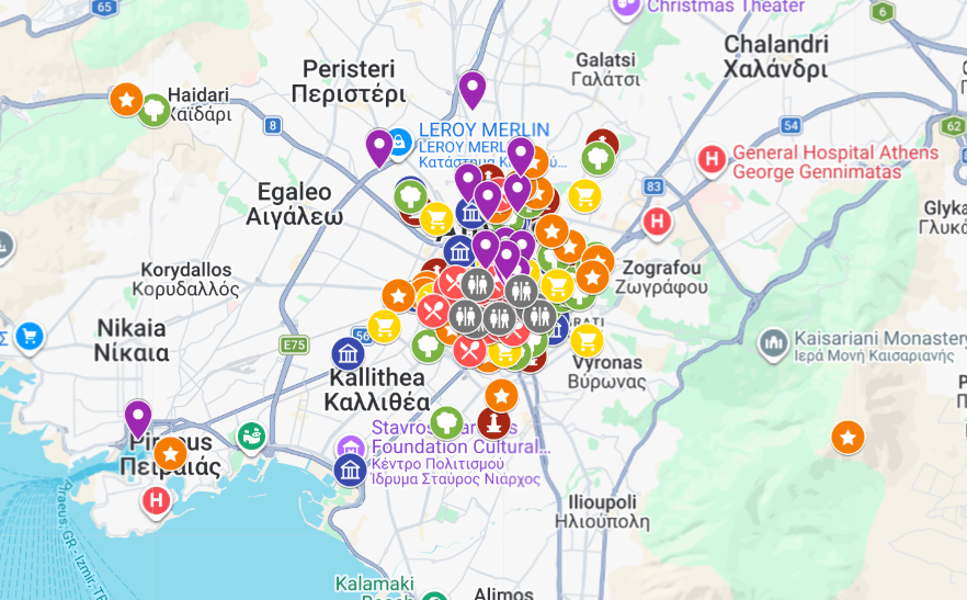 mapa atrakcji i zabytk&oacute;w Ateny