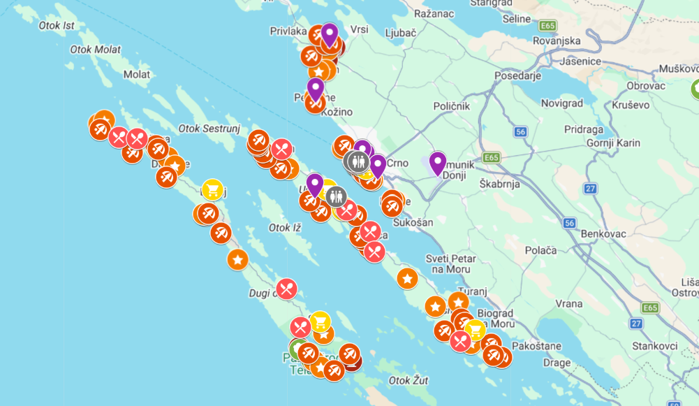 mapa atrakcji Zadar