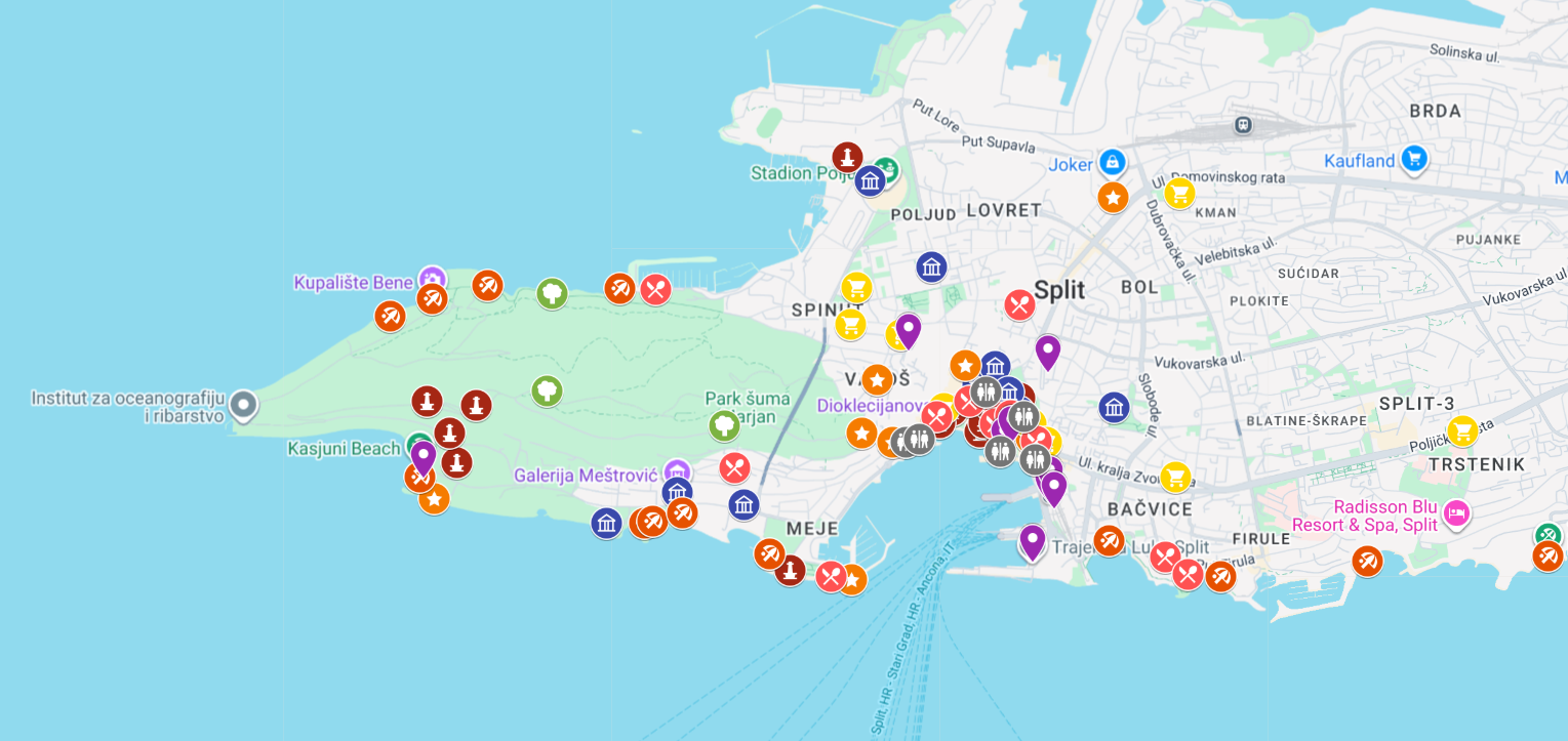 mapa atrakcji Split
