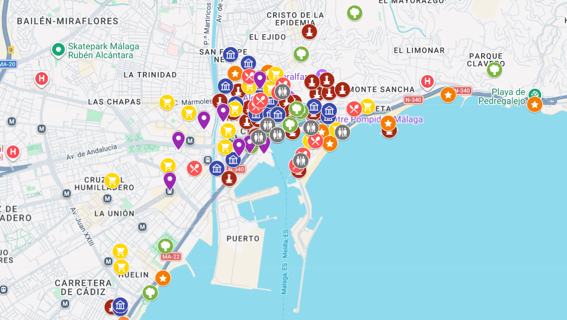 mapa atrakcji Malaga