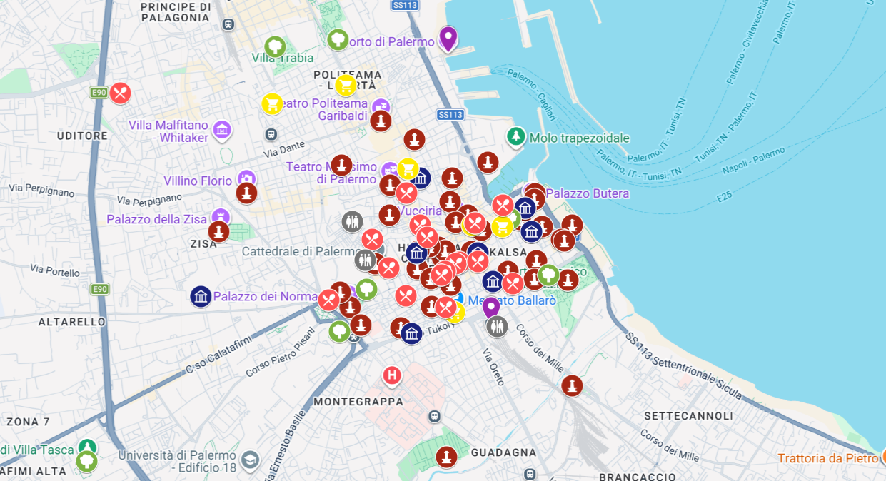 mapa atrakcji Palermo