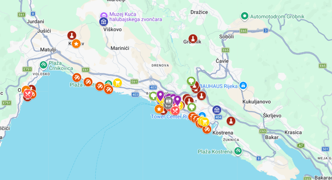 mapa atrakcji Rijeka