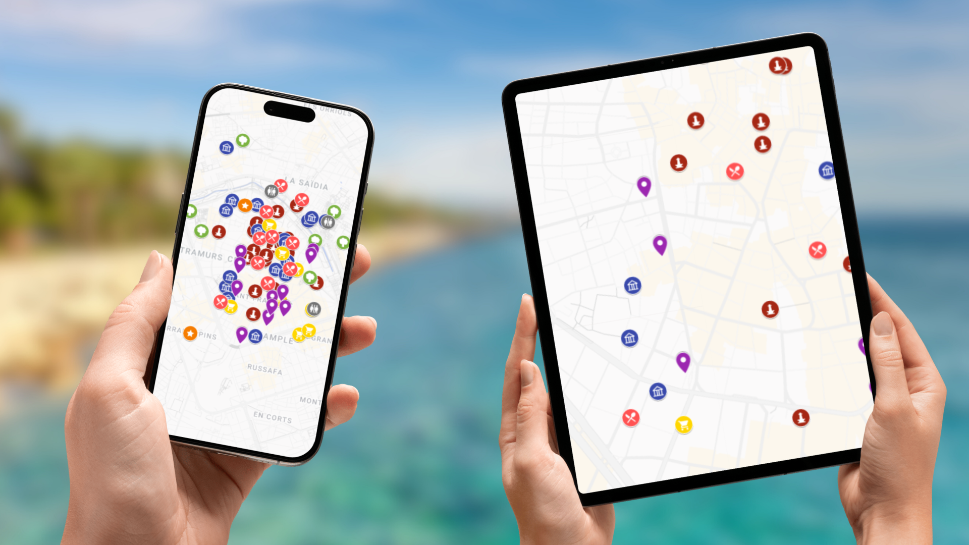 mapa atrakcji Walencji na telefonie i tablecie