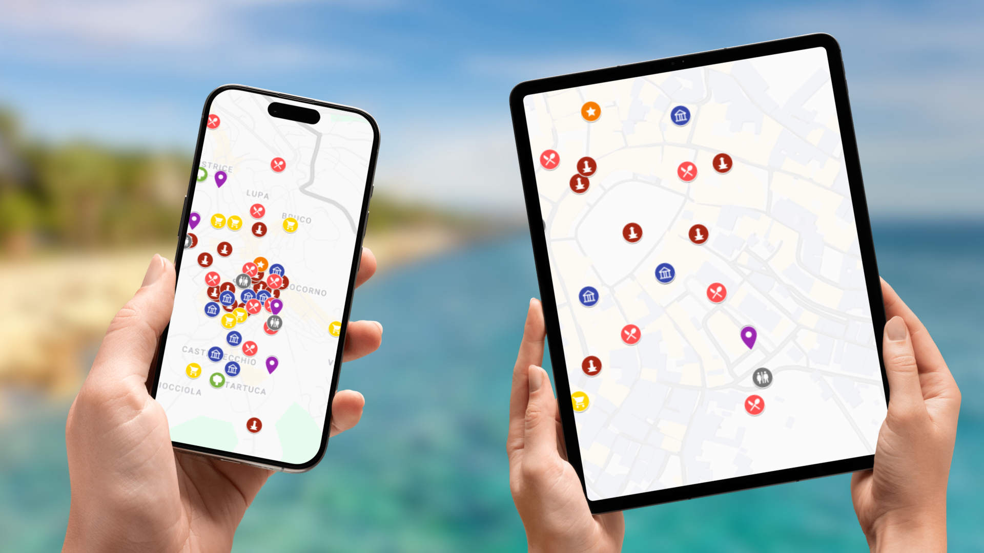 mapa atrakcji Sieny na telefonie i tablecie