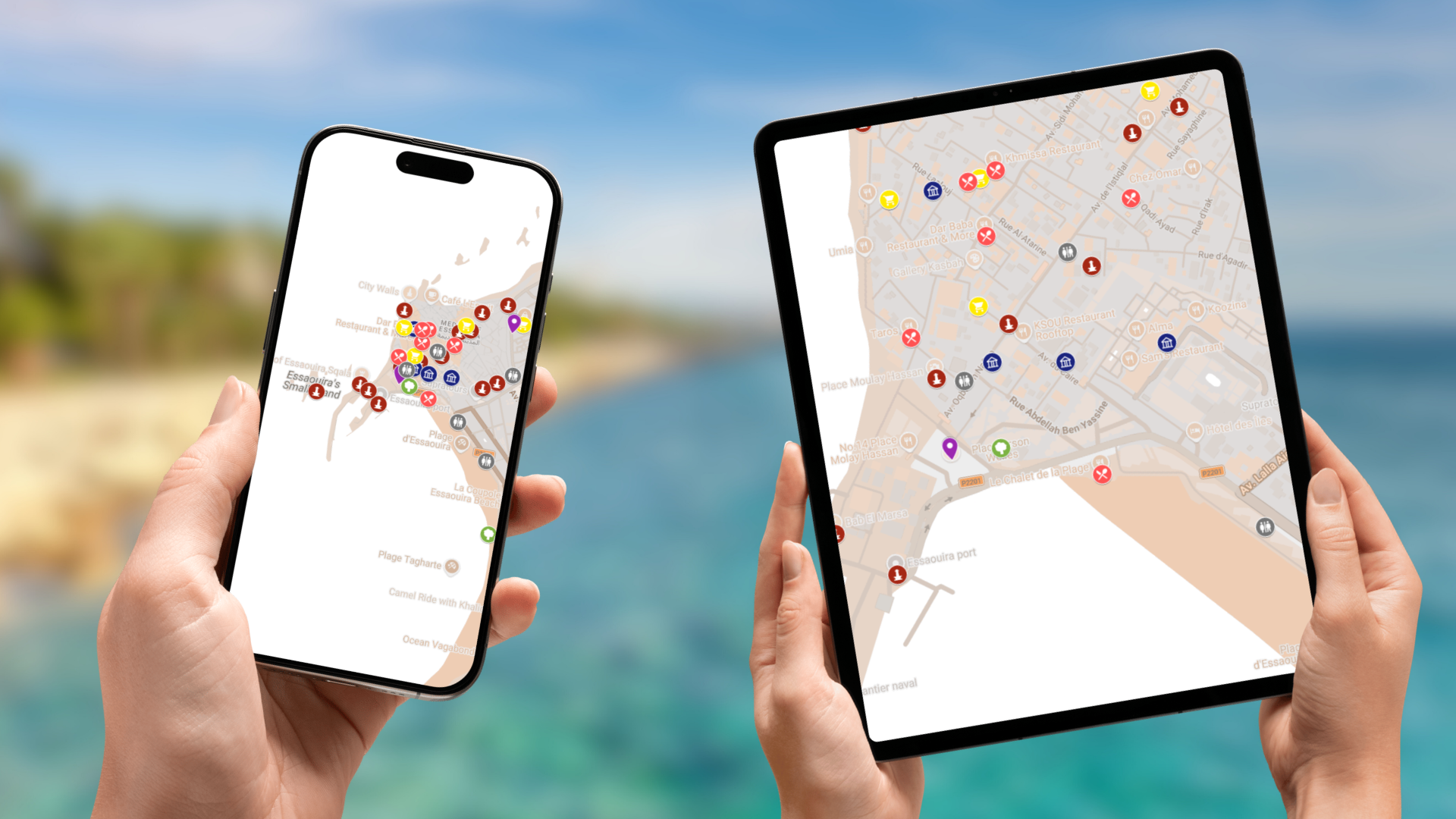 mapa atrakcji Essaouiry na telefonie i tablecie