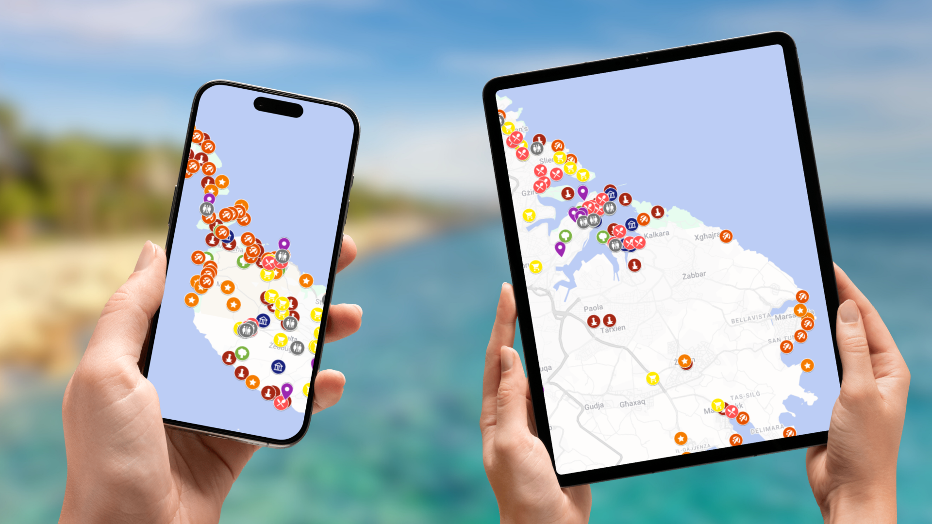 mapa atrakcji Malty na telefonie i tablecie