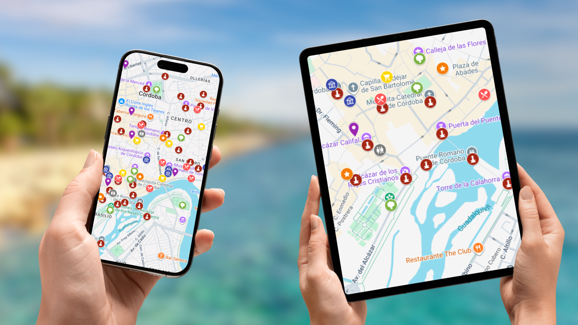 mapa atrakcji Kordoby na telefonie i tablecie
