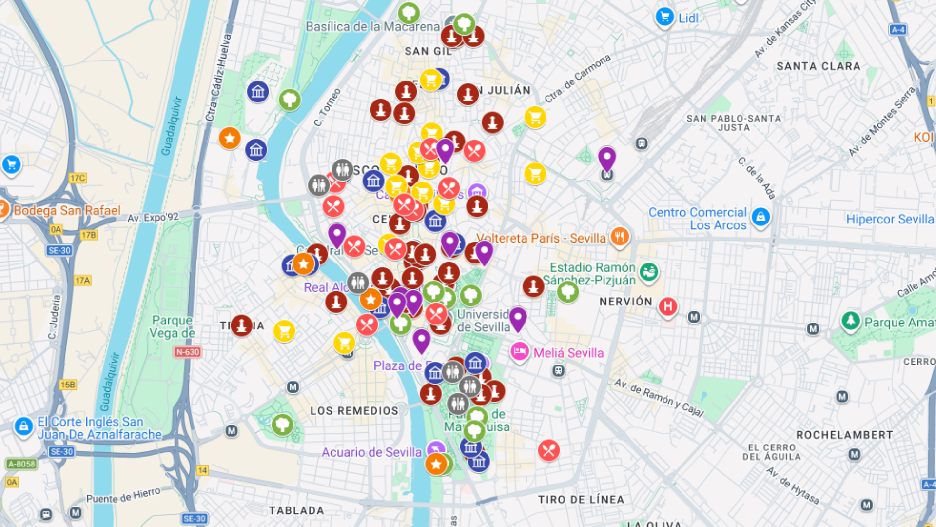Sewilla - kompletna mapa turystyczna