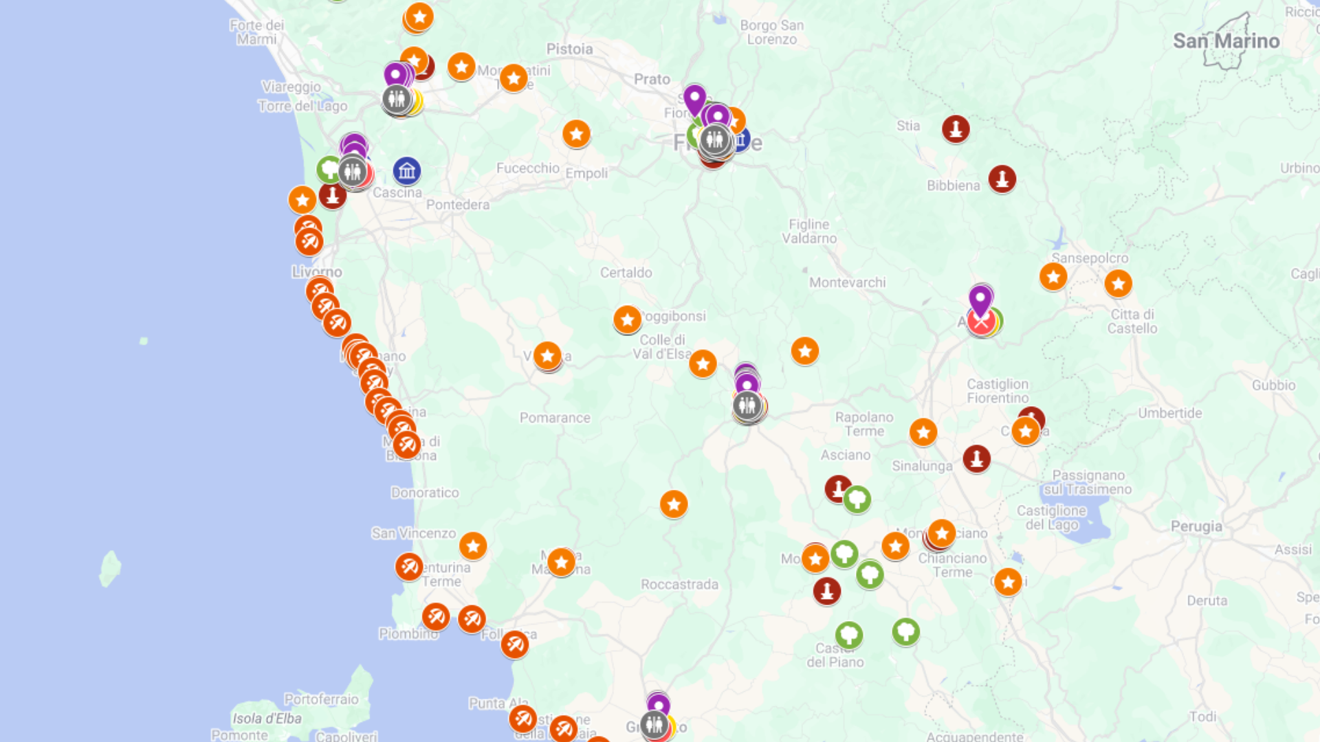 Toskania - kompletna mapa turystyczna