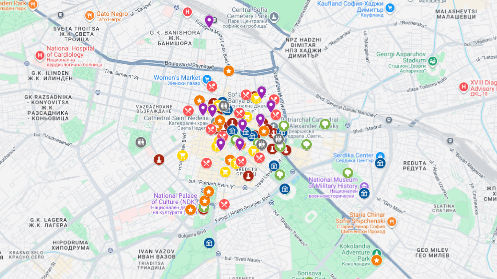 Sofia - kompletna mapa turystyczna
