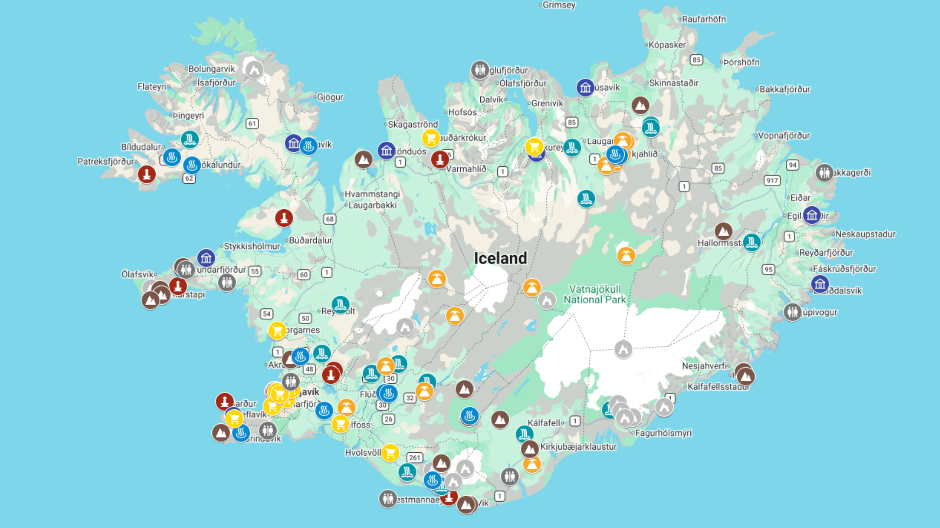 Islandia - kompletna mapa turystyczna
