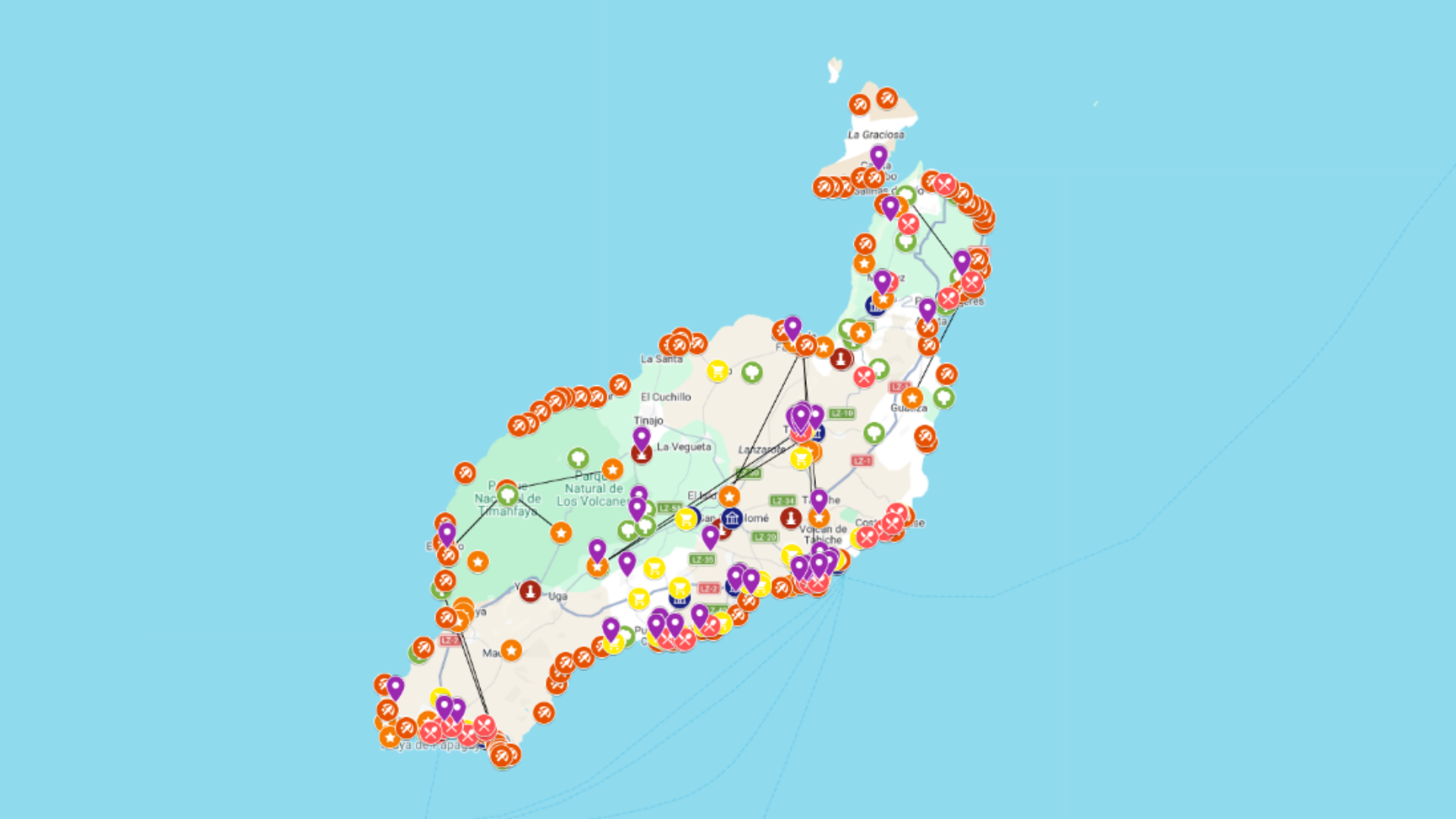 Lanzarote - kompletna mapa turystyczna