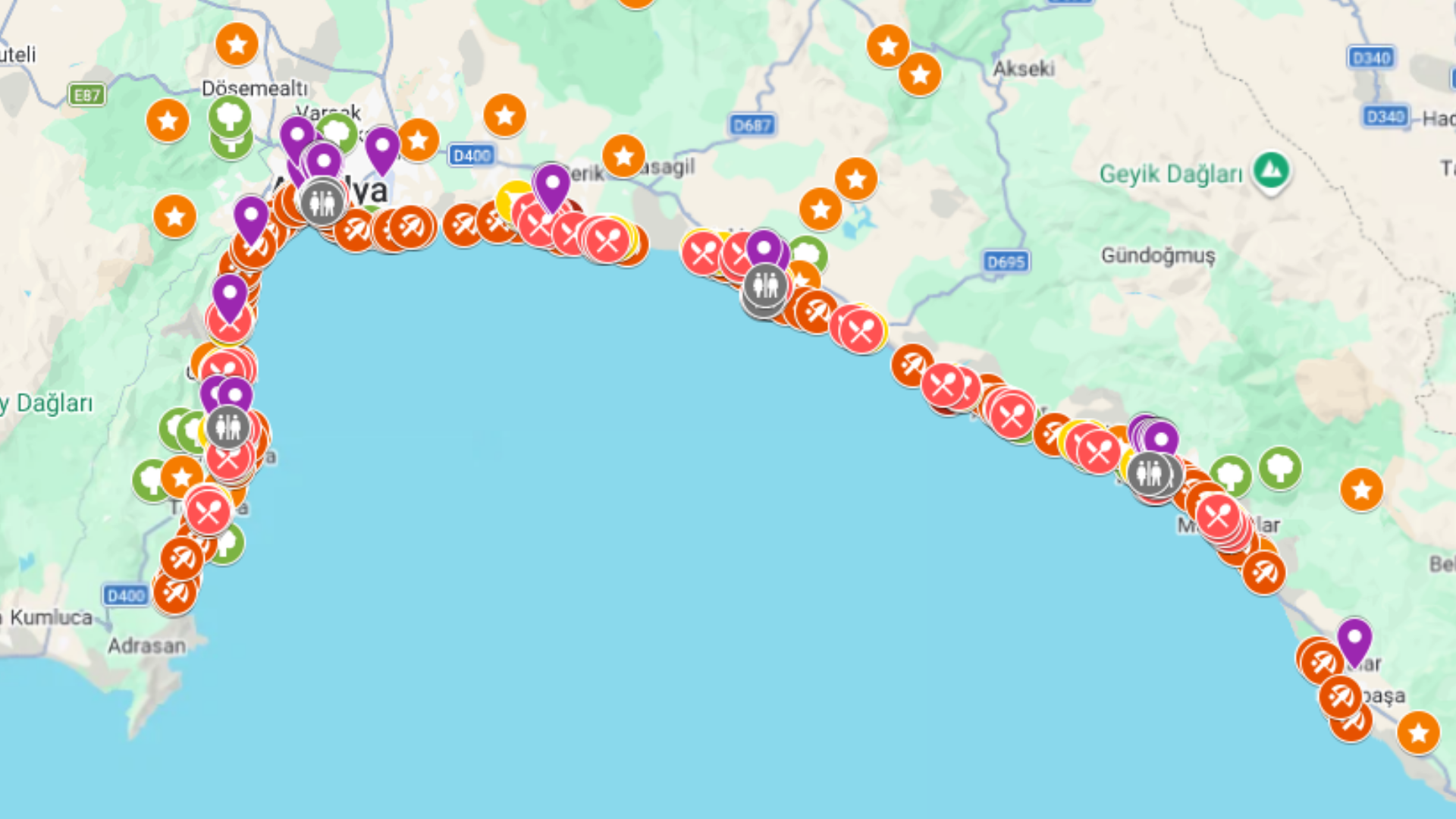 Riwiera Turecka - kompletna mapa turystyczna