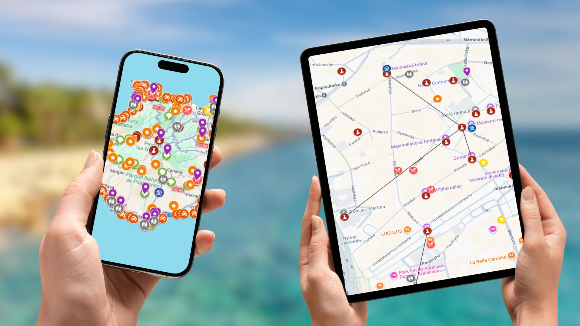 mapa atrakcji Gran Canarii na telefonie i tablecie