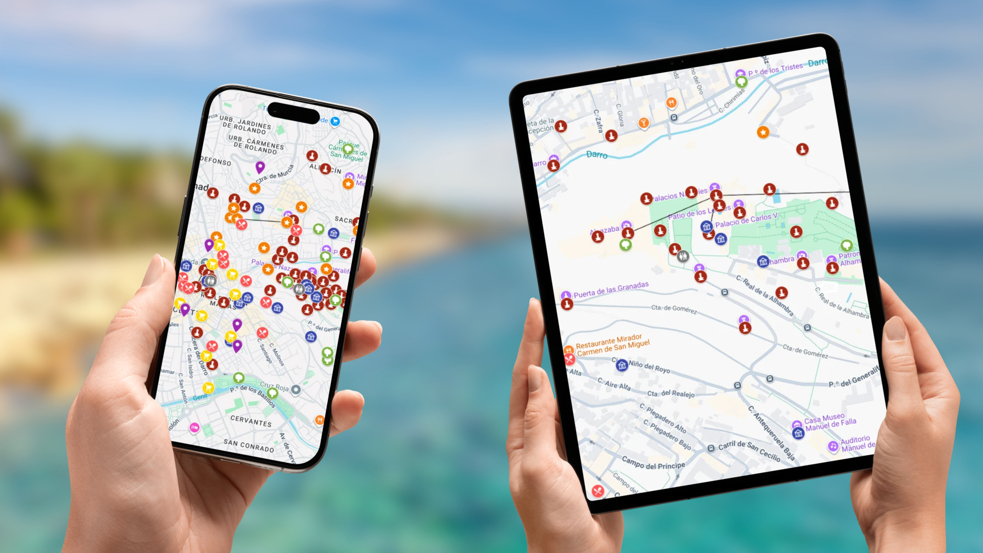 mapa atrakcji Grenady na telefonie i tablecie