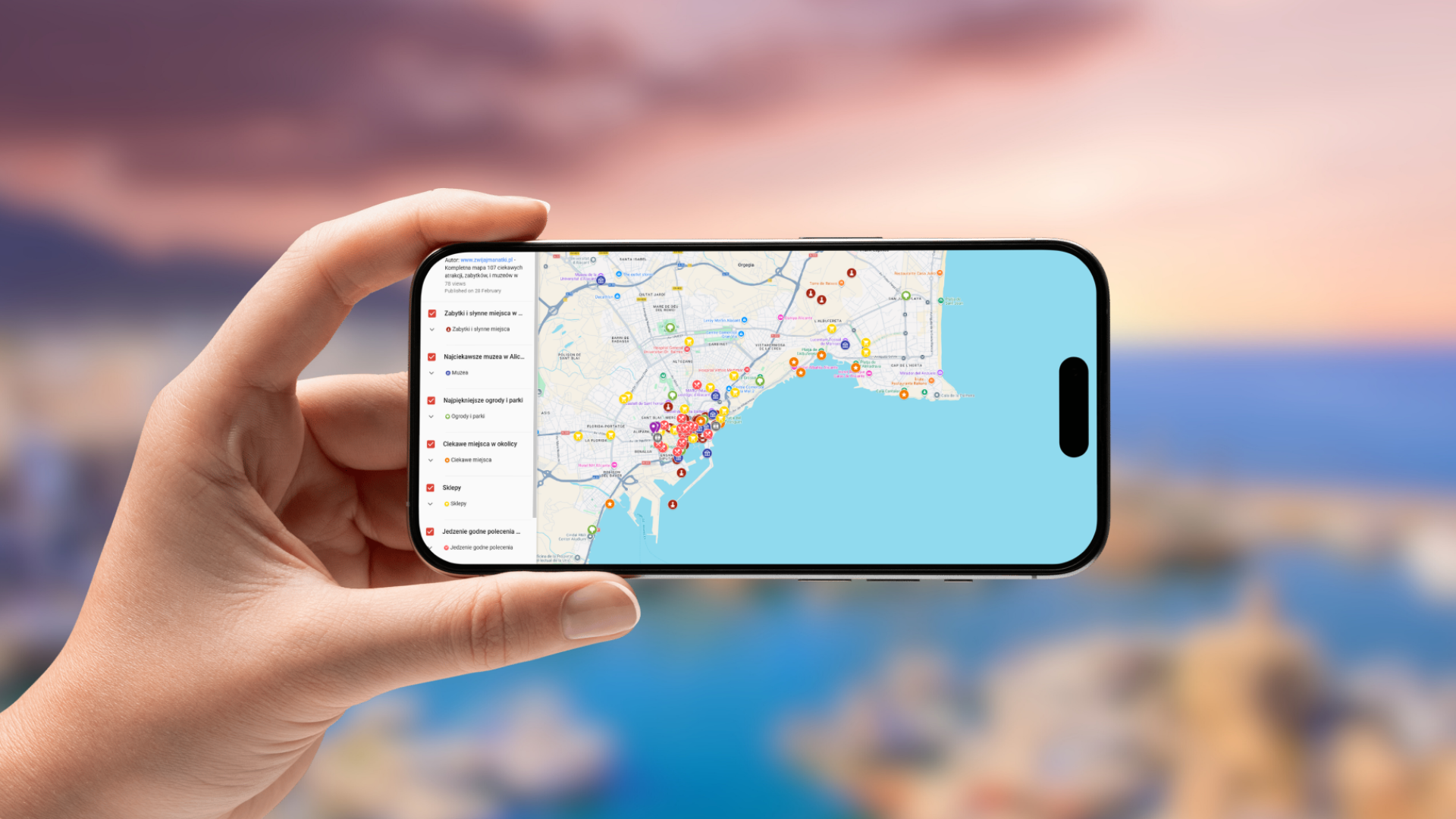 mapa Alicante otwarta na telefonie poziomo