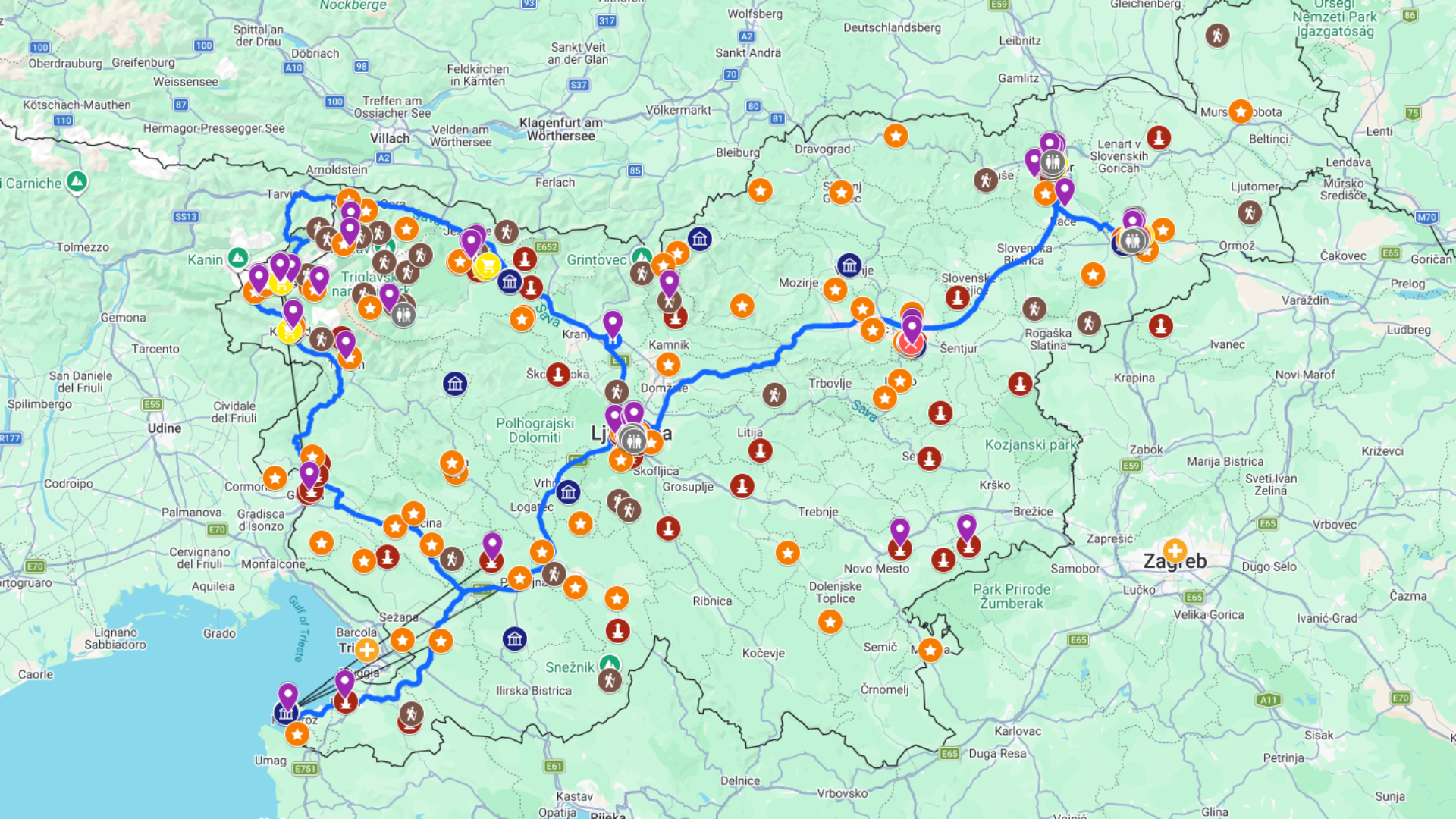 Słowenia - plan zwiedzania z mapą turystyczną