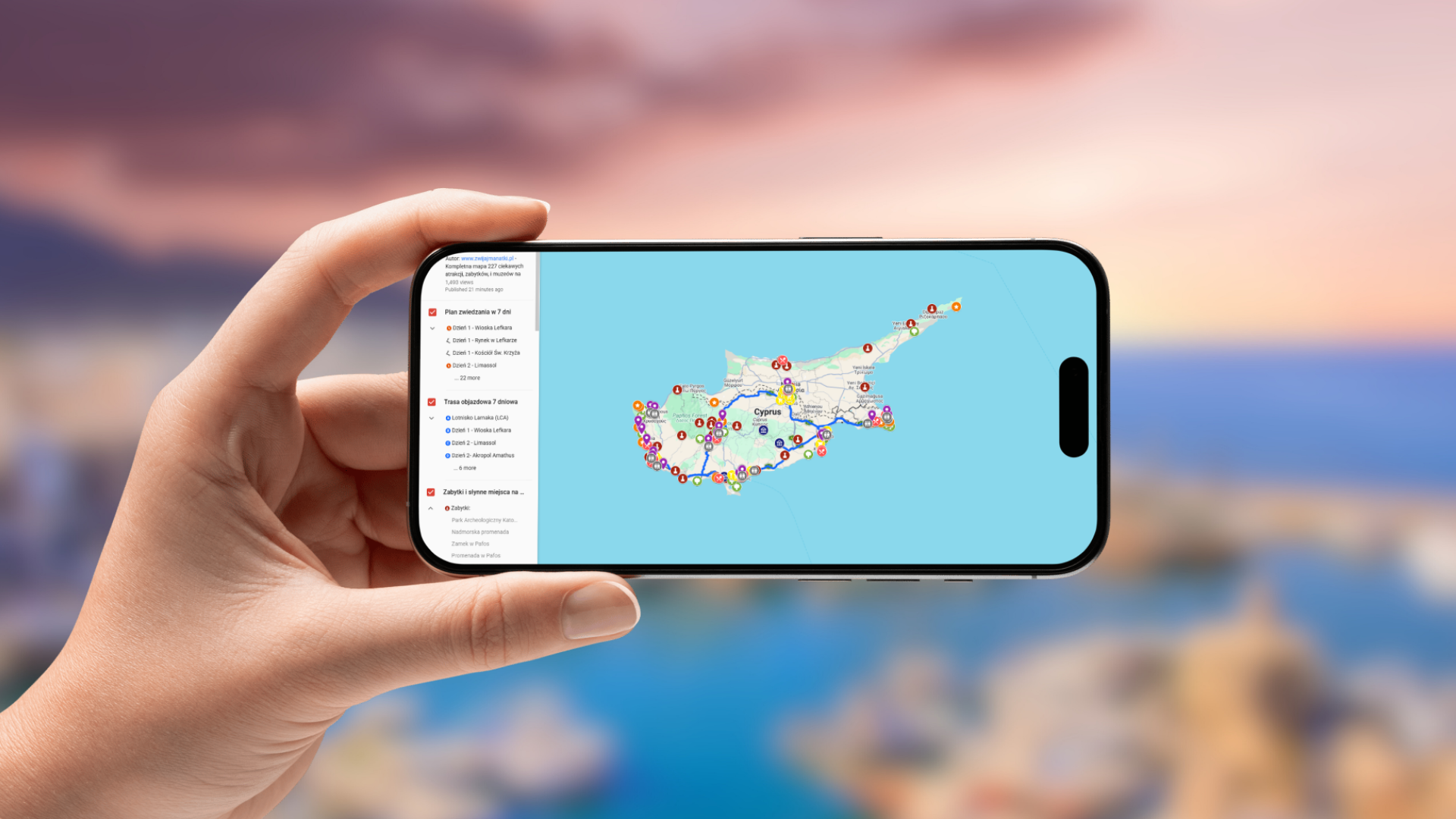 plan zwiedzania Cypru w 7 dni otwarty na telefonie poziomo