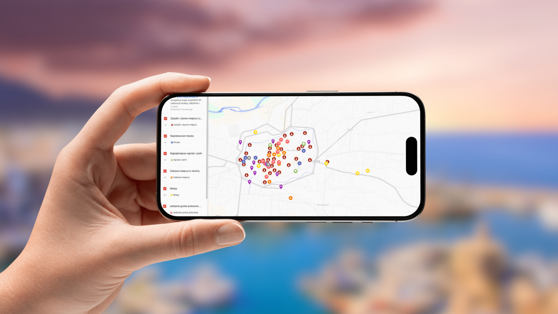 mapa Lukki otwarta na telefonie poziomo