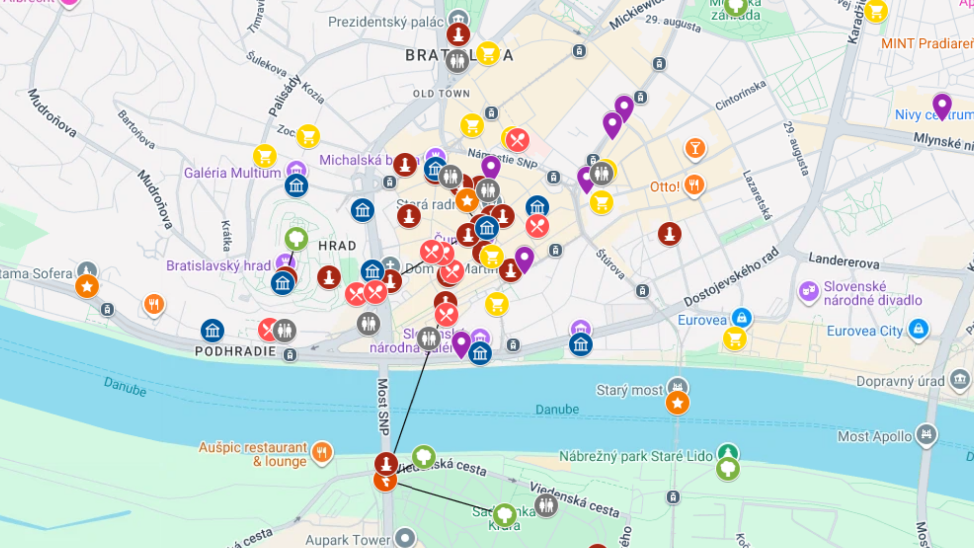 Bratysława - kompletna mapa turystyczna