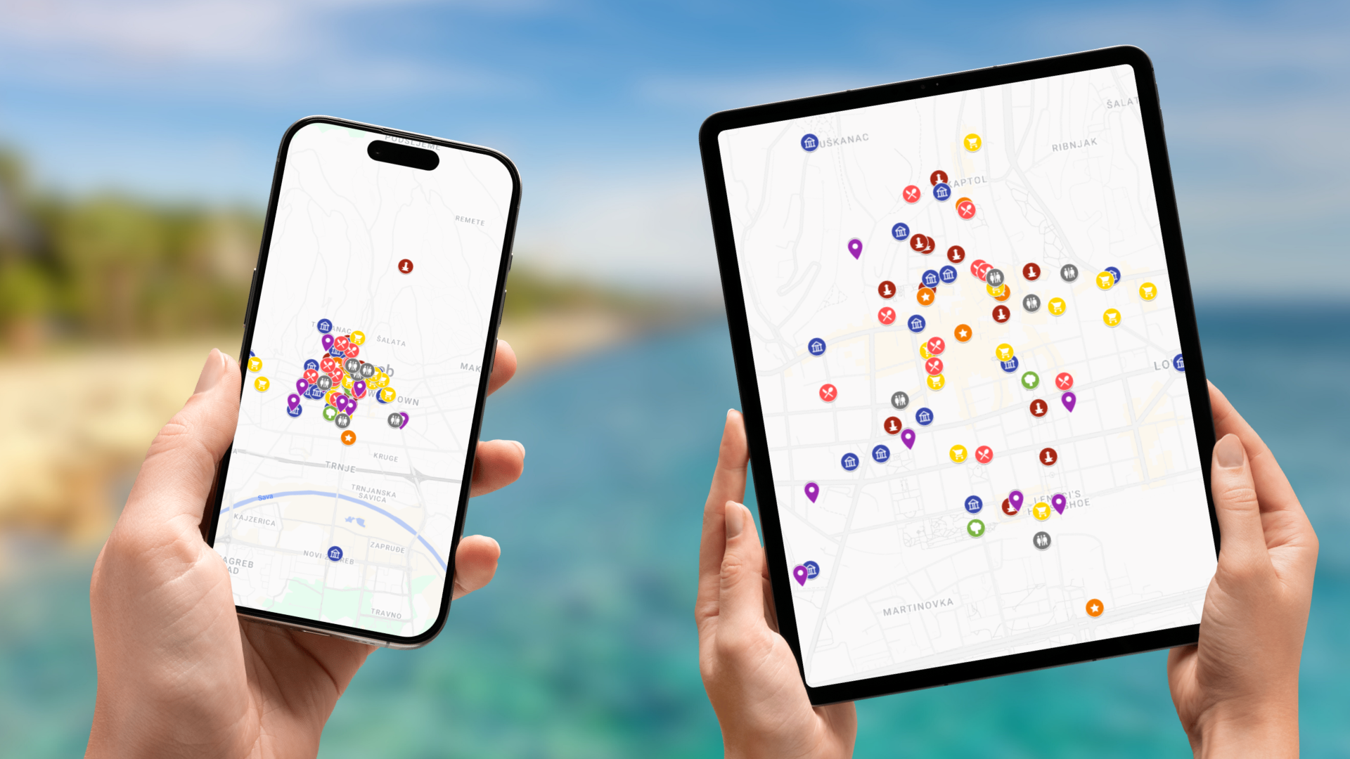 mapa atrakcji Mariboru na telefonie i tablecie
